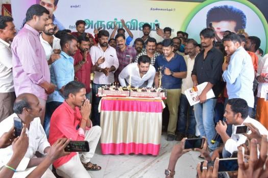 South Indian actor Arun Vijay celebrates his birthday with fans.