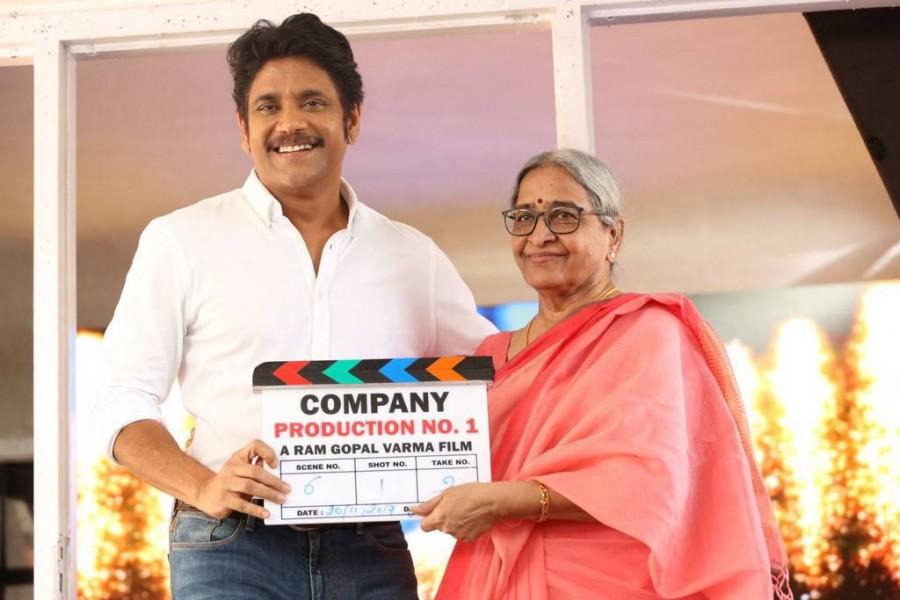 Nagarjuna and Ramgopal Varma's mother Suryamma at new movie launch. Nagarjuna-Ram Dopal Varma,Nagarjuna,Ram Gopal Varma,Ramgopal Varma’s mother Suryamma,Puri Jagannadh,JD Chakravarthy,Akkineni Venkat,Supriya Yarlagadda,Umapathy Rao Kasturi,Anchor Manjusha