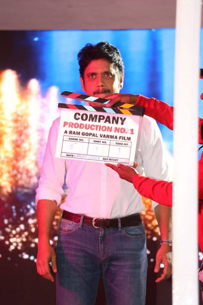 Actor Nagarjuna at new movie launch. Nagarjuna-Ram Dopal Varma,Nagarjuna,Ram Gopal Varma,Ramgopal Varma’s mother Suryamma,Puri Jagannadh,JD Chakravarthy,Akkineni Venkat,Supriya Yarlagadda,Umapathy Rao Kasturi,Anchor Manjusha