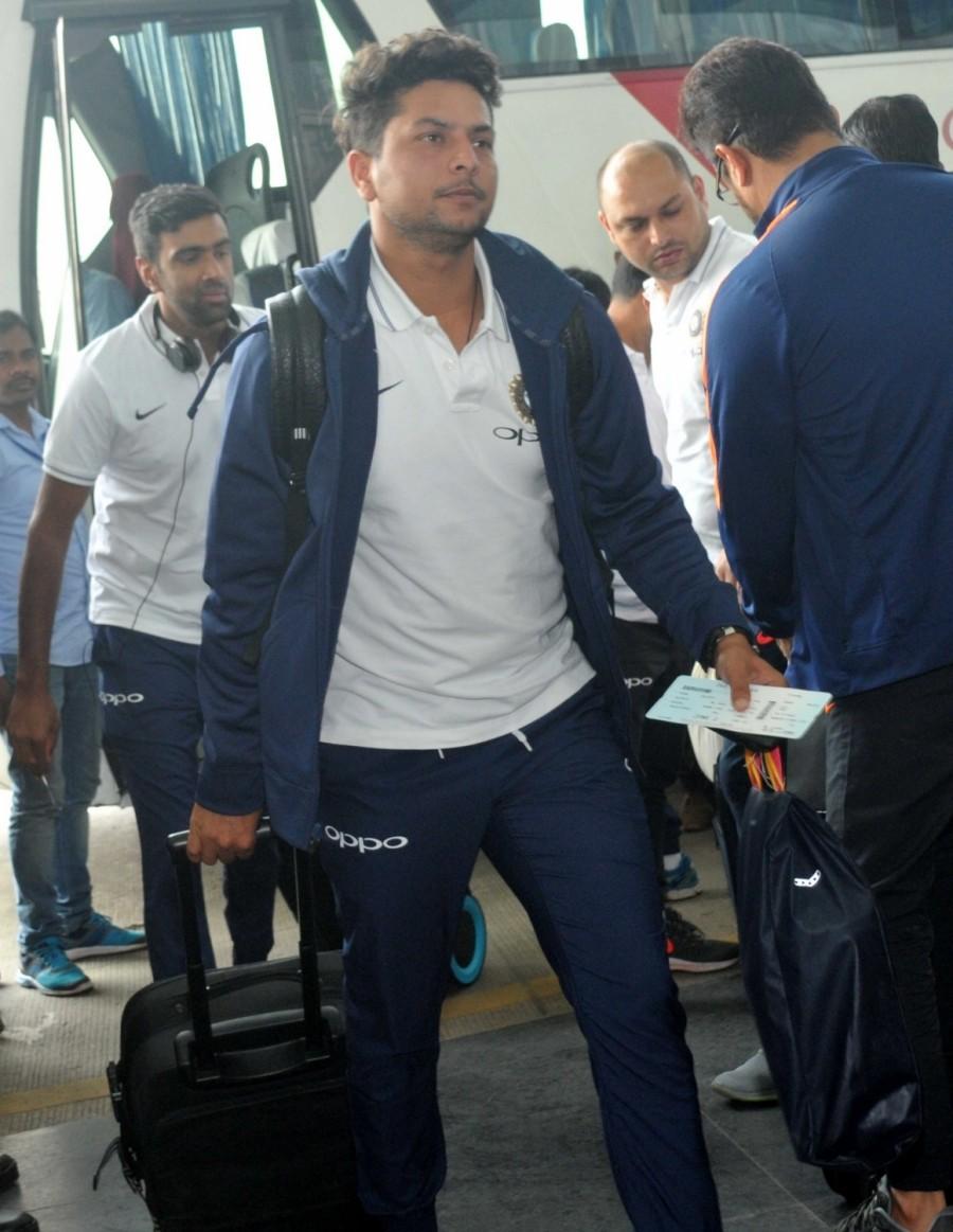 Kuldeep Yadav of India departs for Nagpur from Kolkata on Nov 21, 2017. Virat Kohli,Rohit Sharma,Cheteshwar Pujara,Kuldeep Yadav,India vs Sri Lanka,India vs Sri Lanka 2nd Test,India vs Sri Lanka 2017