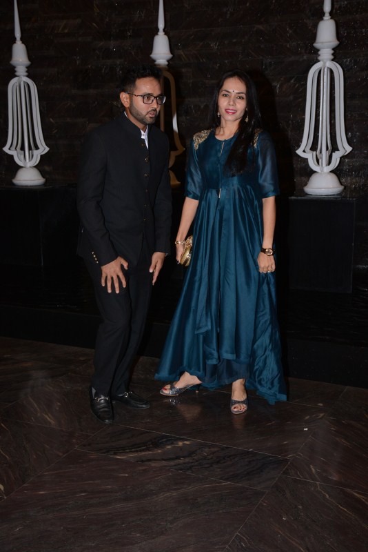 Parthiv Patel with his wife Avni Zaveri spotted at Sagarika Ghatge & Zaheer Khan Wedding Reception. Sachin Tendulkar,Harbhajan Singh,Parthiv Patel,Ajit Agarkar,Sagarika Ghatge & Zaheer Khan Wedding Reception,Sagarika Ghatge Wedding Reception,Zaheer Khan Wedding Reception