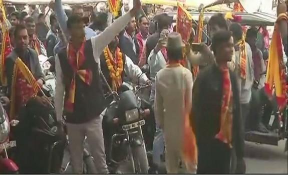 A group of people on Friday staged a protest outside the Azadpur Metro station here against Sanjay Leela Bhansali's period drama 