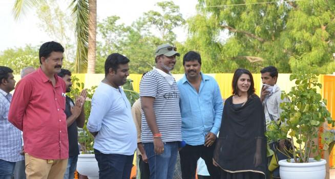 Director Pavan Mallela, Samantha Akkineni at Balakrishnudu shooting spot.