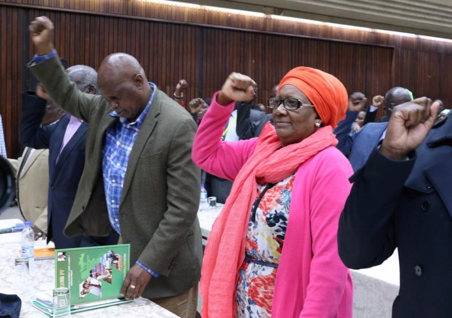 Delegates attend an extraordinary meeting of the ruling ZANU-PF party's central committee in Harare, Zimbabwe November 19, 2017. Zimbabwe's ruling party,Robert Mugabe,Zimbabwe's ruling party fires Robert Mugabe,Zimbabwe President Robert Mugabe