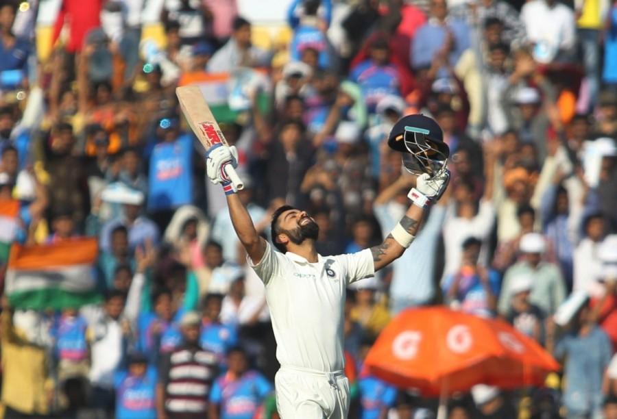 Indian Virat Kohli recorded the most number of international cricket centuries in a year by a captain -- after notching his 19th Test ton against Sri Lanka during their second match at the Vidarbha Cricket Association Stadium here on Sunday. Virat Kohli,Virat Kohli records most centuries,Virat Kohli centuries,Virat Kohli record,India vs Sri Lanka,India vs Sri Lanka 2017,India vs Sri Lanka 2nd Test