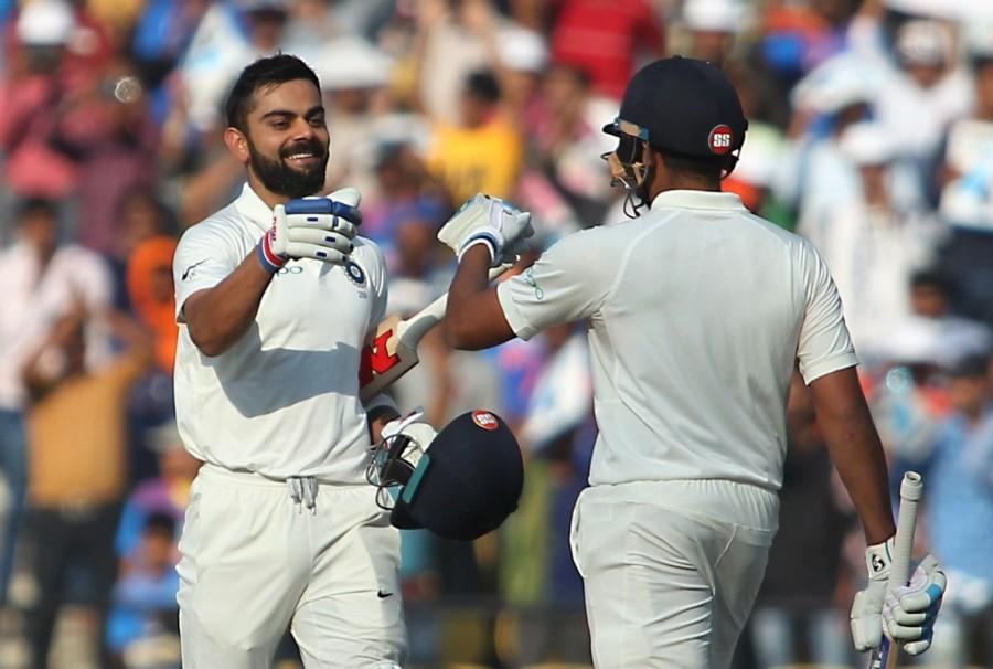 The Indian skipper was batting (170 not out) in the second Test against Sri Lanka here at tea. Virat Kohli,Virat Kohli records most centuries,Virat Kohli centuries,Virat Kohli record,India vs Sri Lanka,India vs Sri Lanka 2017,India vs Sri Lanka 2nd Test
