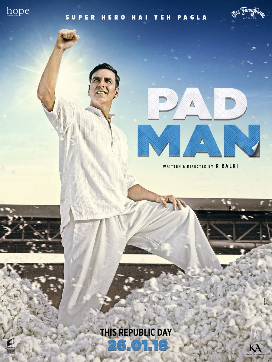 National Award winning actor Akshay Kumars "Padman", an upcoming Hindi film that focuses on menstruation and women's health, will release on the Republic Day next year. Akshay Kumar,Padman,akshay kumar padman,Padman first look,Padman poster,Padman movie poster,Radhika Apte,Sonam Kapoor