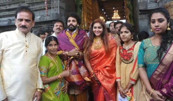 South Indian Actress Namitha and Veerandra visits Tirumala Tirupati.