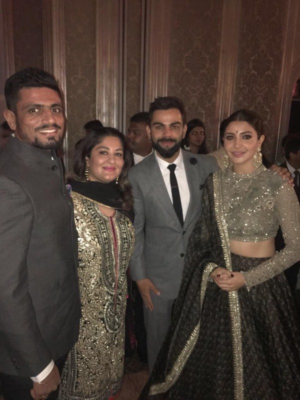 The much in love couple, Anushka Sharma and Virat Kohli, recently attended Zaheer Khan and Sagarika Ghatge wedding reception. Virat Kohli and Anushka Sharma,Virat Kohli,Anushka Sharma,Virat Kohli and Anushka Sharma at Zaheer Khan wedding reception,Virat Kohli and Anushka Sharma at Zaheer Khan wedding,Sagarika Ghatge wedding reception,Zaheer Khan and Sagarika Ghatge