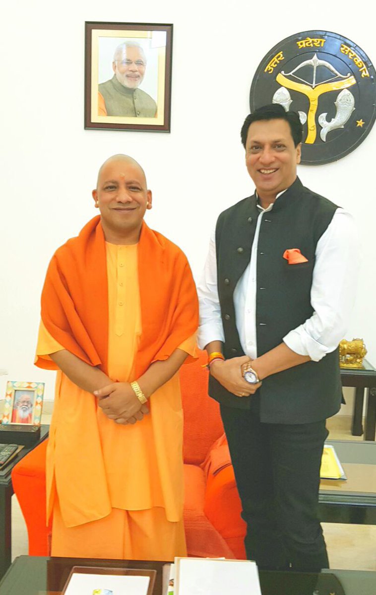 Bollywood producer-director Madhur Bhandarkar on Tuesday met Uttar Pradesh Chief Minister Yogi Adityanath at his official residence and evinced interest in shooting for his next film in the state, officials said. Adityanath had a morning engagement with the noted director. Officials said Bhandarkar lauded the new film policy of the Bharatiya Janata Party (BJP) government in the state. Madhur Bhandarkar,director Madhur Bhandarkar,Yogi Adityanath,Uttar Pradesh Chief Minister Yogi Adityanath,CM Yogi Adityanath,Uttar Pradesh CM Yogi Adityanath