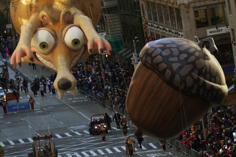 The Ice Age's Scrat and his Acorn balloon are carried during the 91st Macy's Thanksgiving Day Parade in New York, New York, U.S., November 23, 2017. Thanksgiving Day Parade,Thanksgiving Day,Macy's Thanksgiving Day Parade,Macy's Thanksgiving Day Parade pics,Macy's Thanksgiving Day Parade images,Macy's Thanksgiving Day Parade stills,Macy's Thanksgiving Day Parade pictures