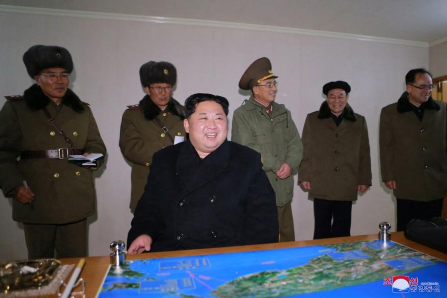 Kim Jong Un is seen as the newly developed intercontinental ballistic rocket Hwasong-15 was successfully launched. U.S., Japanese and South Korean officials all agreed the missile, which landed within Japan's exclusive economic zone, was likely an ICBM. The test did not pose a threat to the United States, its territories or allies, the Pentagon said. North Korea,North Korea missile test,intercontinental ballistic missile,ballistic missile