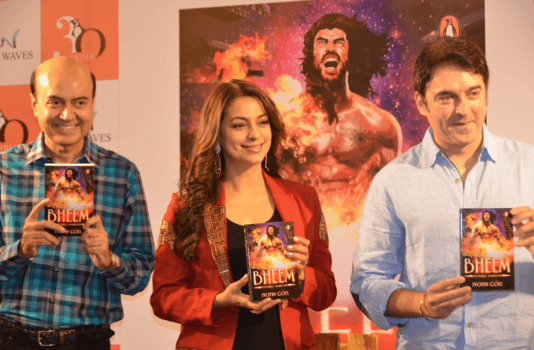 Juhi Chawla highlighted engrossing sections of Jyotin Goel’s new book, ‘Bheem - Destiny’s Warrior’ during a book launch cum book reading session held at Title Waves, Bandra.