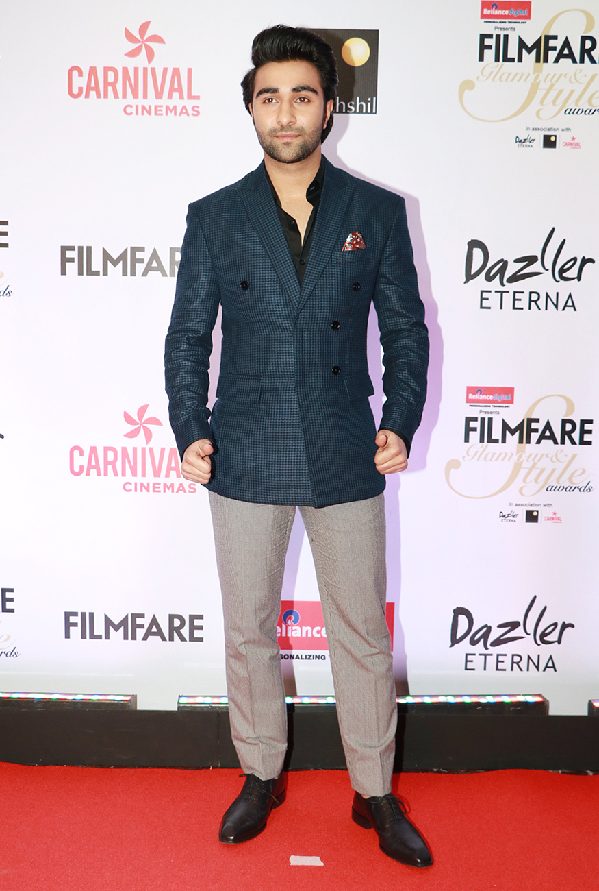 Aadar Jain poses for the cameras at the Red carpet at the Reliance Digital and Filmfare Glamour and Style Awards 2017 held in Mumbai on December 01, 2017. Filmfare Glamour & Style Awards 2017,Celebs at Filmfare Glamour & Style Awards 2017,Aanya Singh,Ankita Lokhande,Kubbra Sait,Neha Dhupia,Yami Gautam
