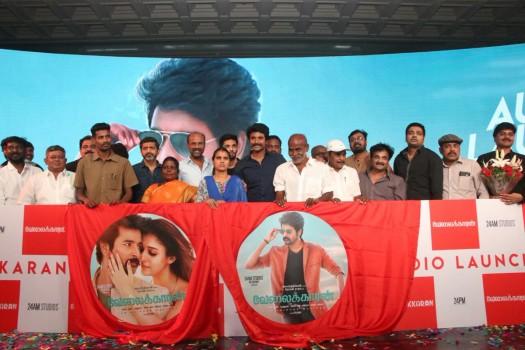 Tamil movie Velaikkaran music launch event held in Chennai. Celebs like Sivakarthikeyan, Mohan Raja, Anirudh Ravichandar and others graced the event.