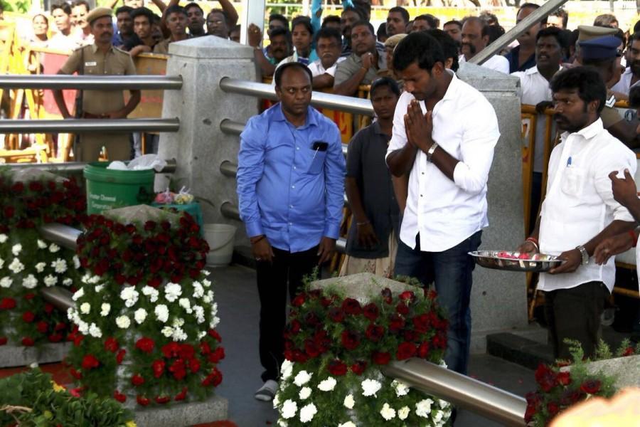 Vishal is also President of the Tamil Film Producers' Council and General Secretary of the South Indian Film Artistes Association, better known as Nadigar Sangam/ Actor's Association. Vishal,Jayalalitha,Jayalalithaa,Jayalalithaa memorial,Jayalalithaa memorial hall,actor Vishal,vishal krishna,Vishal RK Nagar,Vishal RK Nagar election