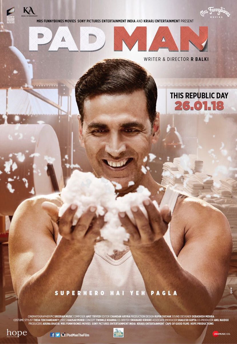 Here is a new poster of Padman - Releasing on Jan 26th, 2018! Akshay Kumar,Padman,akshay kumar padman,Padman first look,Padman poster,Padman movie poster,Radhika Apte,Sonam Kapoor