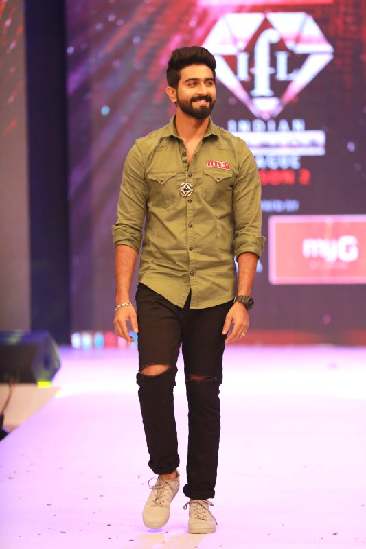 Rahul Ravi walks the ramp at Indian Fashion League season 2. Madonna Sebastian,Parvathy Nambiar,Sruthy Lakshmi,Indian Fashion League season 2,Indian Fashion League,Anjali Nair,Megha mathew,Rahul Ravi,Miraj Anwar,Anwar A. T,Parvathy Nambiar,Zulfi