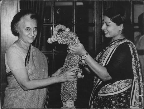 Jayalalithaa with former prime minister Indira Gandhi in New Delhi on 21 April 1984.