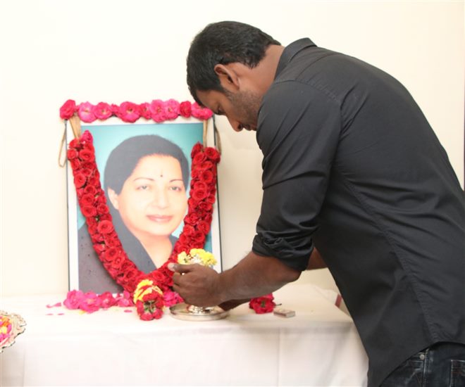 Actor Vishal pays respect to Jayalalithaa on her First Death Anniversary. Vishal,Jayalalithaa,Jayalalithaa death Anniversary,Jayalalithaa first death Anniversary