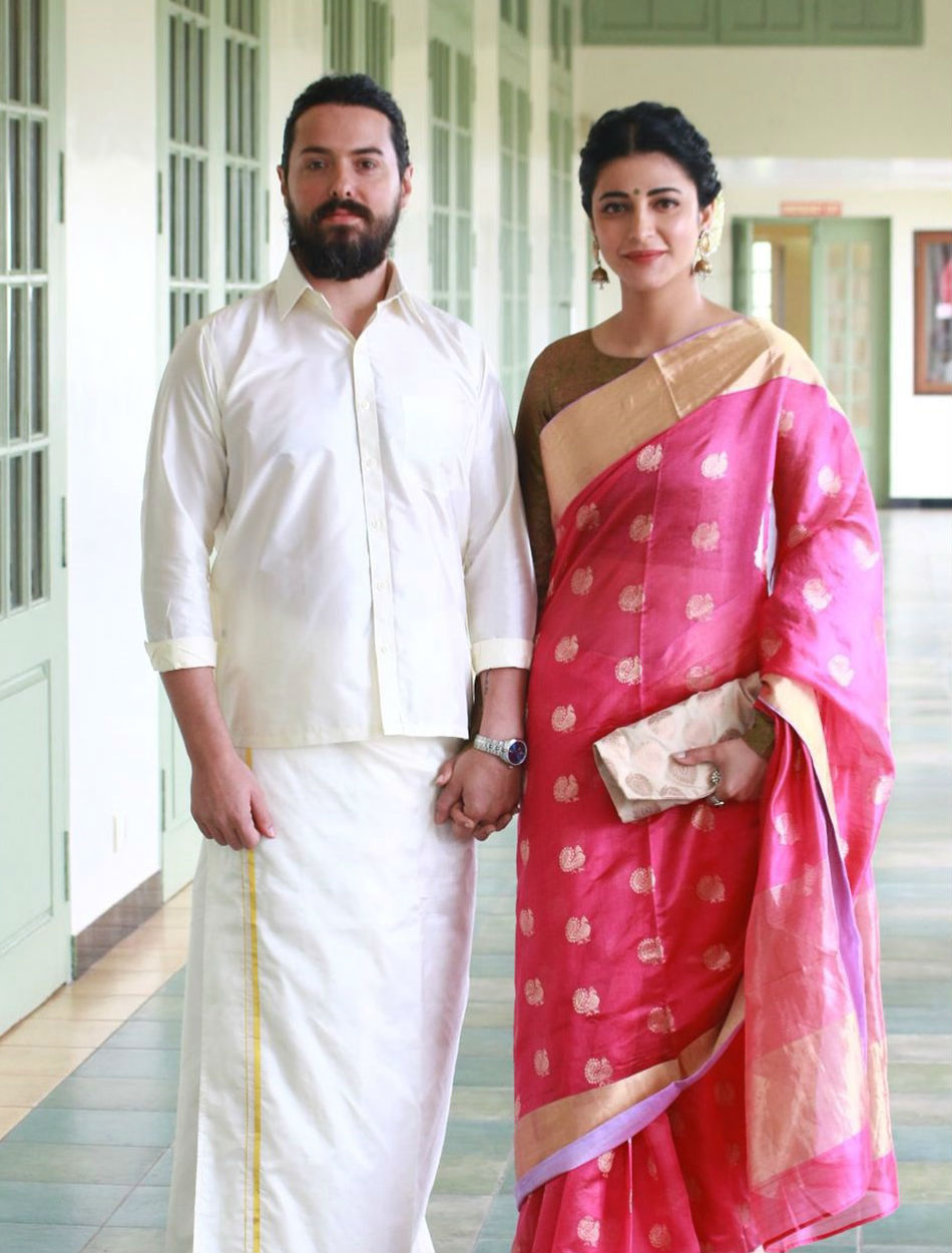 Michael Corsale and Shruti Haasan at Aadhav Kannadasan and Vinodhinie wedding. Kamal Hassan,Shruti Haasan,Michael Corsale,Atharva,Aadhav and Vinodhinie wedding,Aadhav Kannadasan,Vinodhinie