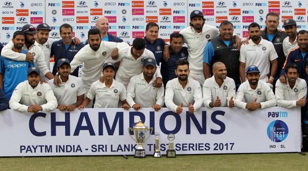 Chasing an improbable 410, a defiant Sri Lanka rode on Dhananjaya de Silva's third Test century and debutant Roshen Silva's unbeaten half century to score 299/5, before both the captains decided to shake hands with seven overs to go before the mandatory close of play. Roshen remained unbeaten on 74 while stumper Niroshan Dickwella was on 44 when the match ended. With this, India clinched the three-Test rubber against the islanders 1-0 and also equalled Australia's record of nine consecutive Test series wins from 2005-2008.