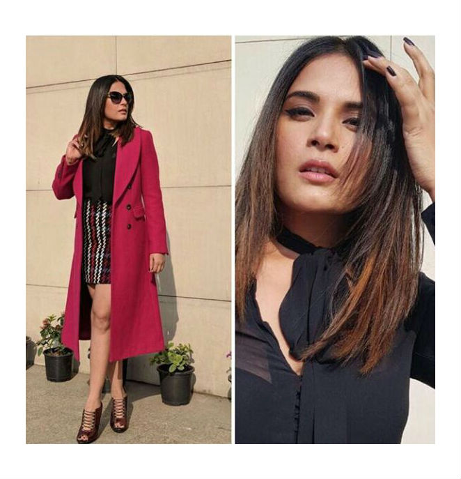 She is wearing Marks and Spencer's Skirt and blouse along with Top Shop's blouse and Geox's shoes and is looking way too pretty. Richa Chadha,Richa Chadha fashion,Richa Chadha dress,Richa Chadha on social media,Bholi Punjaban,Pulkit Sharma,Varun Sharma,Ali Fazal,Manjot Singh