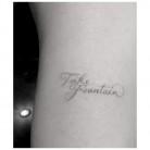 Hilary Duff new tattoo was created by Dr. Woo, who shared the photograph on his Instagram on Thursday. The design was in a simple and elegant script which read: "Take fountain", reports people.com. Davis famously uttered the line when the late show host Johnny Carson asked her for the best way an actress starting out could get into Hollywood. She said: "Take fountain."