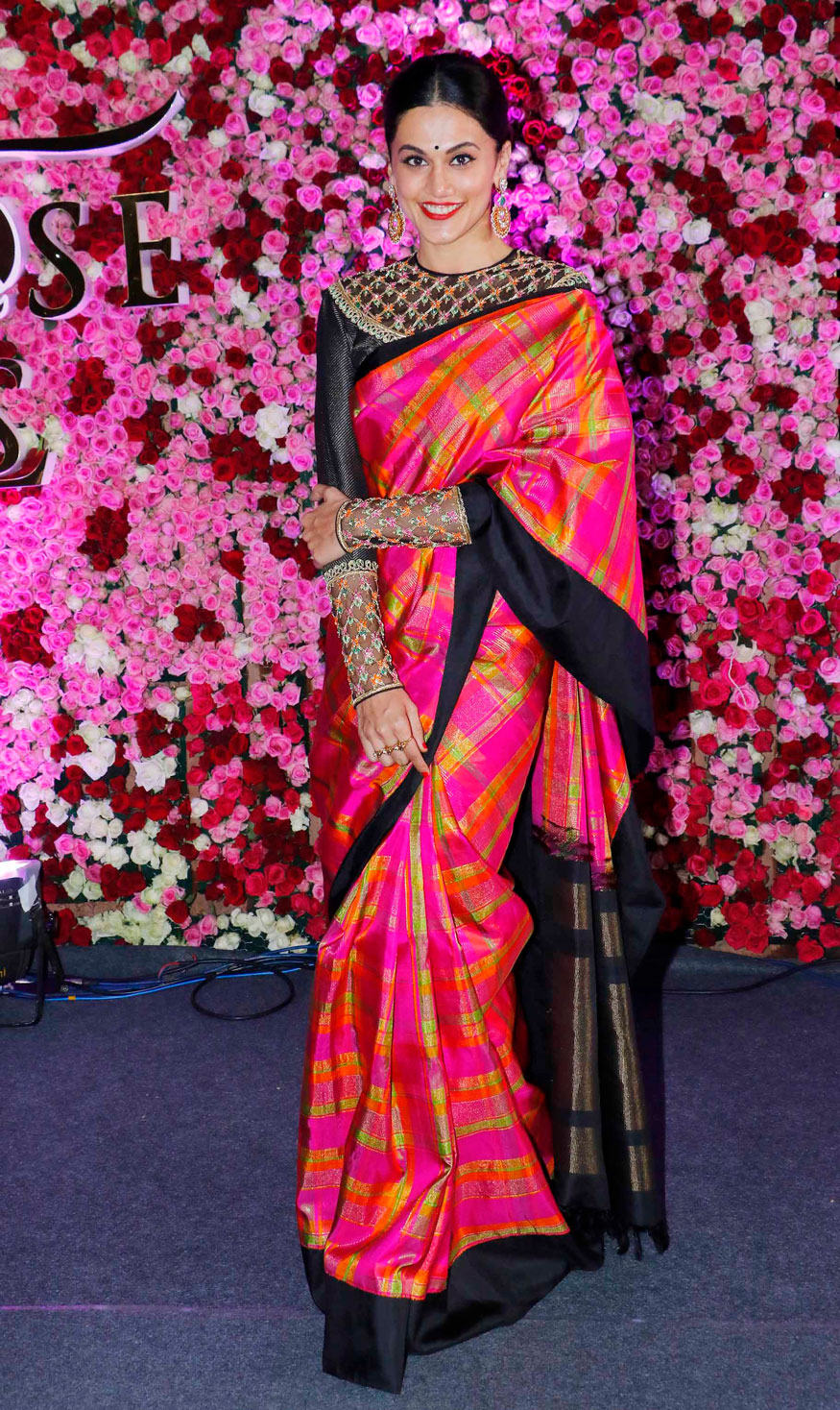 Taapsee Pannu poses for photographers during 'Lux Golden Rose Awards 2017' at Yash Raj Studios in Mumbai. Sridevi,Taapsee Pannu,Yami Gautam,Zareen Khan,Lux Golden Rose Awards 2017,Lux Golden Rose Awards,Celebs at Lux Golden Rose Awards 2017