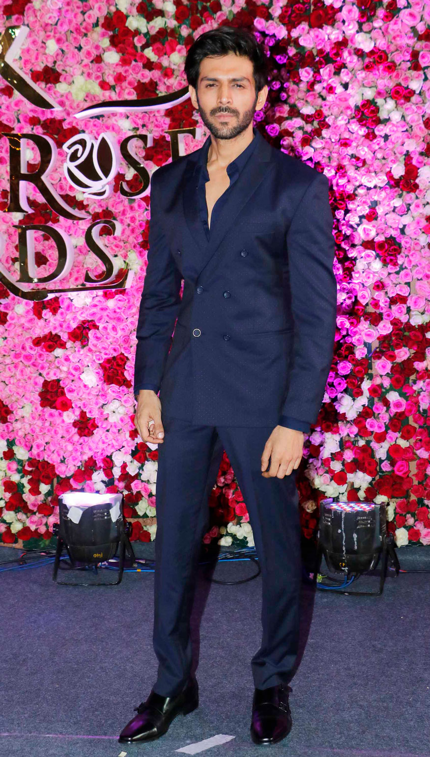 Kartik Aaryan poses for photographers during 'Lux Golden Rose Awards 2017' at Yash Raj Studios in Mumbai. Jackie Shroff,Pooja Hegde,Sushant Singh Rajput,Kartik Aaryan,Nushrat Bharucha,Urvashi Rautela,Lux Golden Rose Awards,Lux Golden Rose Awards 2017,Celebs at Lux Golden Rose Awards 2017