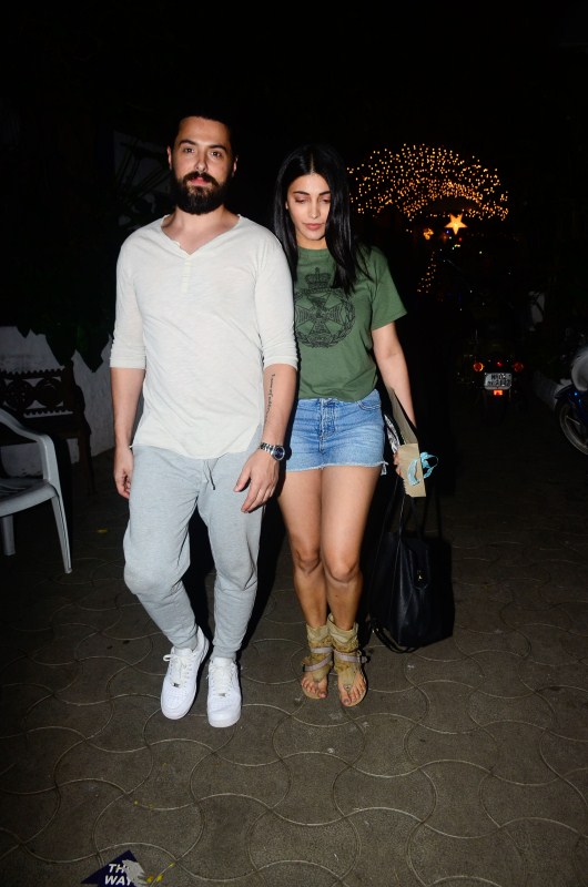 Actress Shruti Haasan spotted with boyfriend Michael Corsale at Party Hunters in Bandra. Shruti Haasan,Michael Corsale,Shruti Haasan and Michael Corsale,Shruti Haasan with Michael Corsale,Shruti Haasan boyfriend Michael Corsale