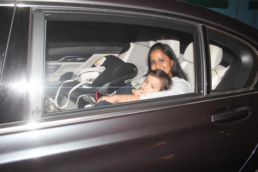 Salman Khan's sister Arpita came with son Ahil for Rani Mukerji's daughter Adira birthday party. Rani Mukerji's daughter Adira birthday party,Rani Mukerji,Shah Rukh Khan,Alia Bhatt,Jacqueline Fernandez,Katrina Kaif,Sridevi