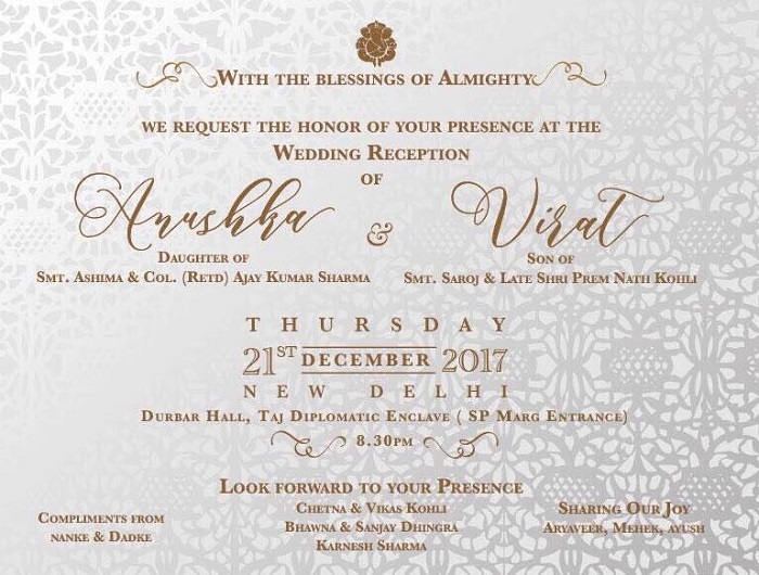 Actress Anushka Sharma and Virat Kohli's Wedding Reception to be held in Delhi On December 21. Anushka Sharma and Virat Kohli,Anushka Sharma and Virat Kohli Wedding Reception,Anushka Sharma and Virat Kohli Wedding,Anushka Sharma and Virat Kohli marriage,Anushka Sharma-Virat Kohli