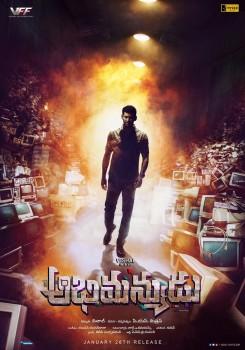 Here is the first look poster of Telugu movie Abhimanyudu starring Vishal in the lead role. Directed by P. S. Mithran and produced by Vishal under Vishal Film Factory banner.