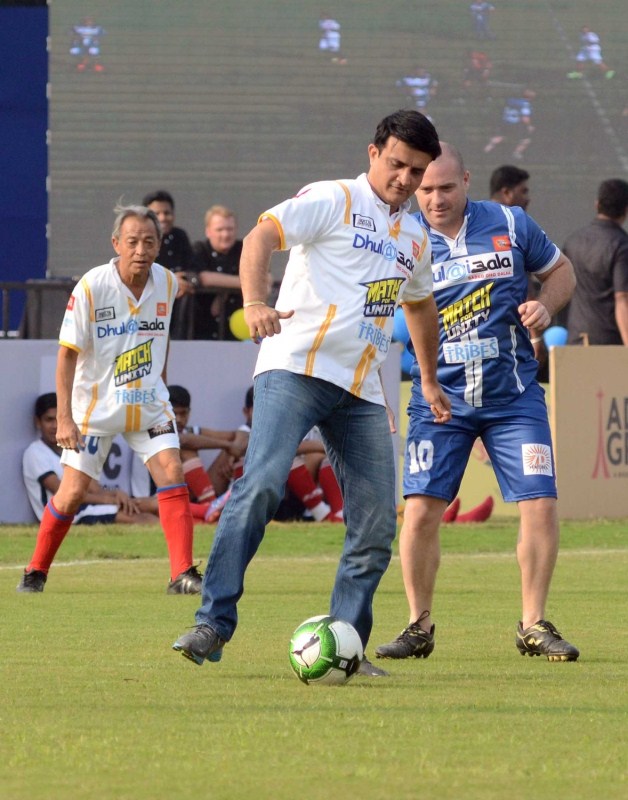Cricket Association of Bengal (CAB) president Sourav Ganguly during a sports workshop in Barasat, West Bengal on Dec 12, 2017. Diego Maradona,Sourav Ganguly,Diego Maradona and Sourav Ganguly