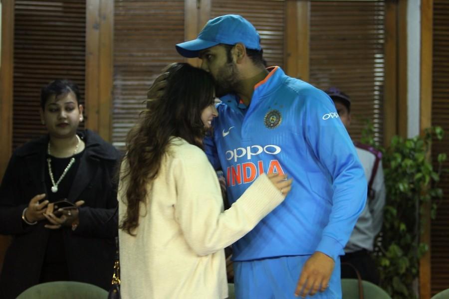Rohit Sharma dedicates historic third ODI double hundred to wife Ritika Sajdeh. Rohit Sharma-Ritika Sajdeh,Rohit Sharma,Ritika Sajdeh,Rohit Sharma with his wife Ritika Sajdeh,India vs Sri Lanka,India vs Sri Lanka 2017