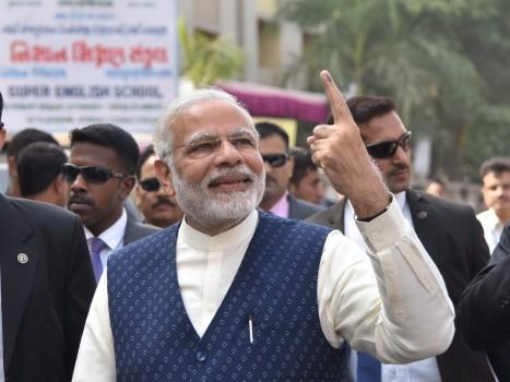 Prime Minister Narendra Modi on Thursday cast his vote in the second phase of the Gujarat Assembly elections, amid loud cheers from a crowd gathered outside the polling booth in Ranip here.