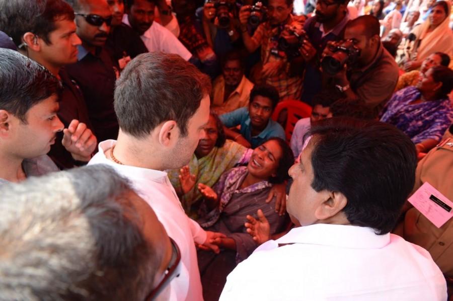 Gandhi arrived here on Thursday on a day-long visit to the coastal fishing villages in Kerala and Tamil Nadu which were affected by the cyclone on November 30. Cyclone Ockhi,Rahul Gandhi,Congress President-elect Rahul Gandhi,Congress President,#RahulWithFishermen,Rahul with Fishermen,Fishermen