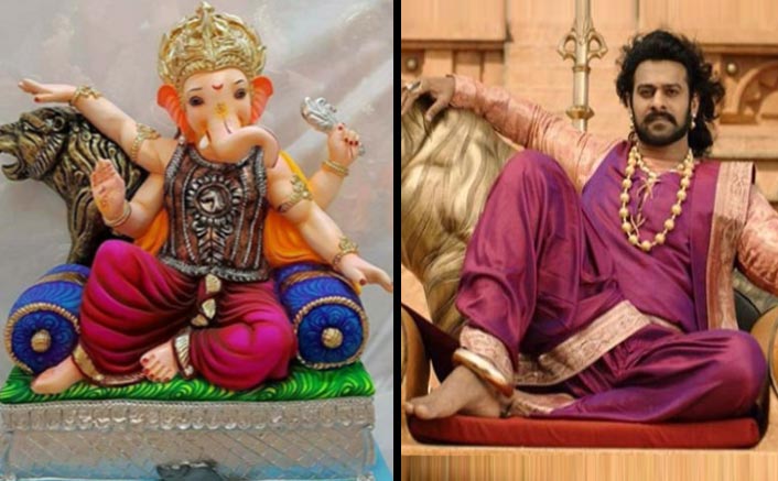 Prabhas' Ganpati sculpture from Baahubali: This year Ganesh Chaturthi saw a different enthusiasm all over as we saw an increasing number of Ganesh statues sculpted as Bahubali's famous pose. Baahubali star Prabhas,Prabhas,Prabhas fans,Baahubali 2,Baahubali The Conclusion