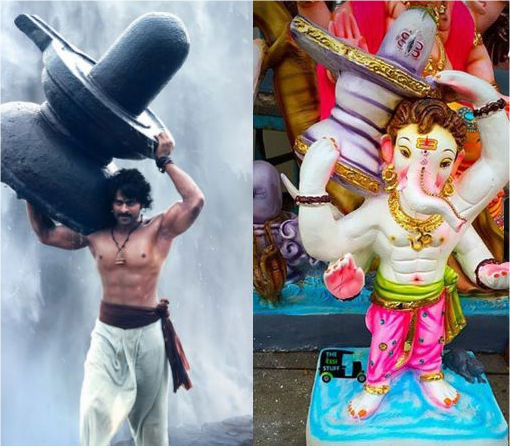 Prabhas' Ganpati sculpture from Baahubali: People couldn't stop gushing over how cute these Ganpati's looked adorning Prabhas' frame. Baahubali star Prabhas,Prabhas,Prabhas fans,Baahubali 2,Baahubali The Conclusion