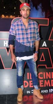 Ranbir Kapoor spotted at Star Wars: The Last Jedi special screening at PVR in Lower Parel, Mumbai.