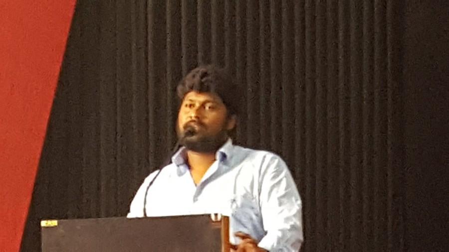 Stunt choreographer Dhilip Subbarayan at Balloon trailer launch. Anjali,Janani Iyer,Stunt choreographer Dhilip Subbarayan,Editor Ruben,Lyricist Arunraja Kamaraj,Balloon,Balloon trailer,Balloon trailer launch pics,Balloon trailer launch images,Balloon trailer launch stills,Balloon trailer launch pictures,Balloon trailer