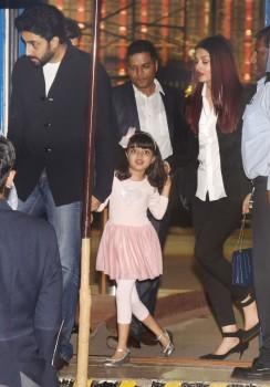 Abhishek Bachchan, Aishwarya Rai Bachchan and Aaradhya Bachchan arrive at the annual function of Dhirubhai Ambani International School in Mumbai.