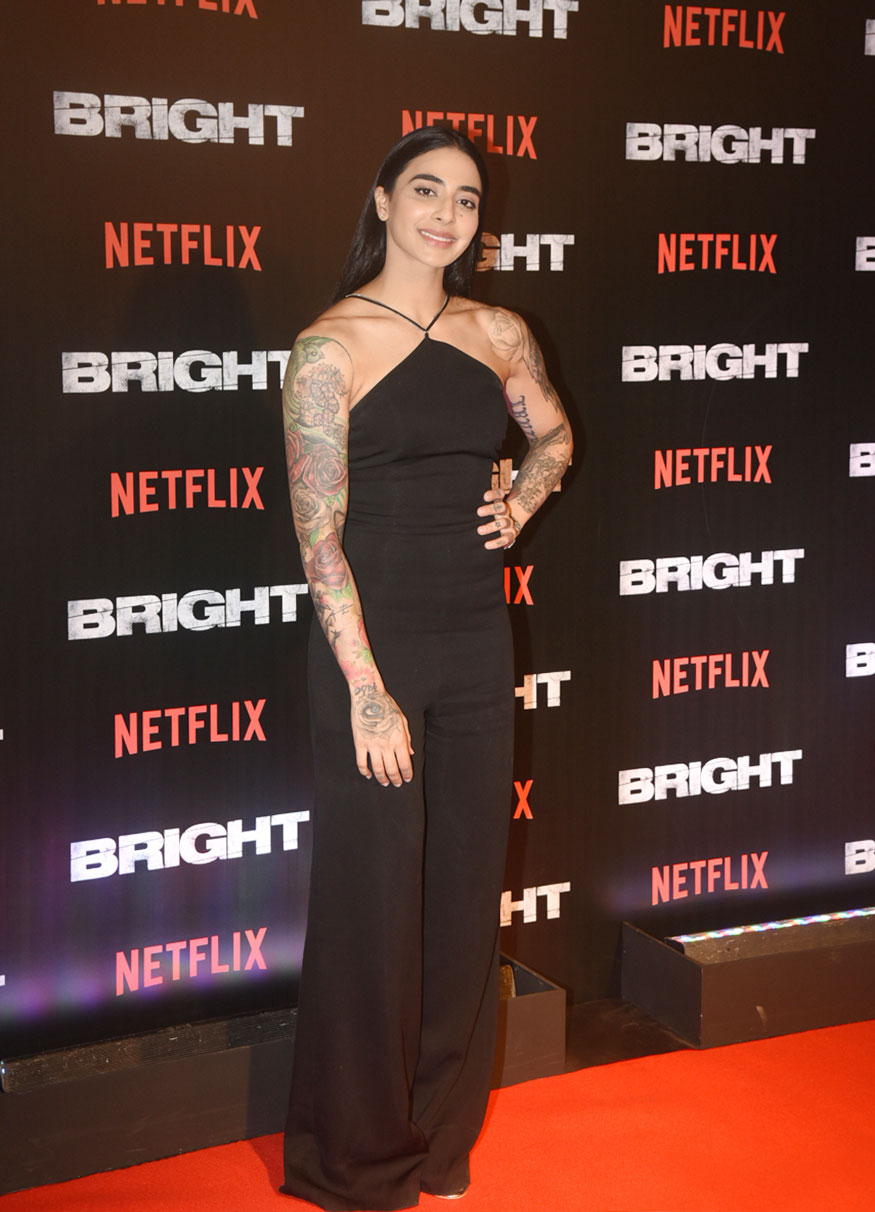 Gurbani Judge poses for a photo at the special screening of 'Bright' in Mumbai. Tina Desai,Gurbani Judge,Armaan Malik,Bright Special Screening,Bright Special Screening pics,Bright Special Screening images,Bright Special Screening stills,Bright Special Screening pictures,Bright Special Screening photos