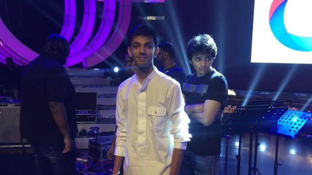 Music composer Anirudh Ravichander snapped at Pawan Kalyan's Agnyaathavaasi audio launch.