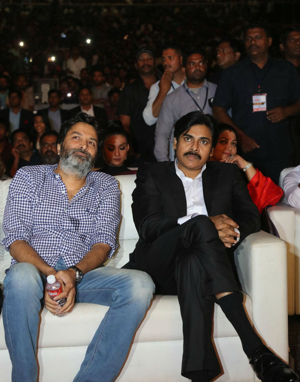 Trivikram Srinivas, Pawan Kalyan at Agnyathavaasi music launch. Pawan Kalyan,Keerthy Suresh,Anu Emmanuel,Trivikram Srinivas,Agnyathavaasi music launch,Agnyathavaasi music,Agnyathavaasi audio,Agnyathavaasi music launch pics,Agnyathavaasi music launch images,Agnyathavaasi music launch stills