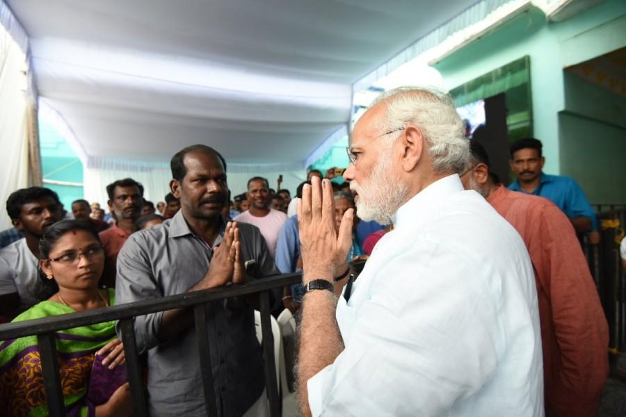 Kerala Chief Secretary K.M. Abraham made a power presentation highlighting the various needs of the fishermen. The Kerala government sought a Rs 7,340 crore package that included compensation for the 71 dead, help to the permanently disabled, construction of homes, educational assistance and writing off of loans and other programmes meant for the overall upliftment of the fisherfolk. PM Narendra Modi,Narendra Modi,Modi visits cyclone-hit TN,Modi visits cyclone-hit,Lakshadweep