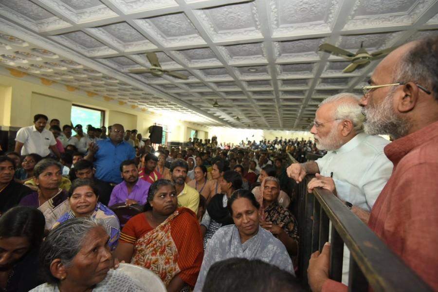 The Tamil Nadu government has asked the Centre for Rs 9,302 crore towards relief and rehabilitation and urged the Prime Minister to declare the cyclone damage as a `National Disaster'. Large tracts of rubber and banana plantations were affected due to the cyclone. More than 70 fishermen from the southern districts of Thiruvananthapuram and Kollam in Kerala died in the cyclone while more than 250 remain missing. According to officials, the cyclone killed 18 people in Tamil Nadu while several others are still missing. PM Narendra Modi,Narendra Modi,Modi visits cyclone-hit TN,Modi visits cyclone-hit,Lakshadweep