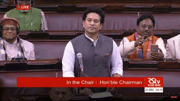 Cricket maestro Sachin Tendulkar on Thursday could not make his maiden speech in the Rajya Sabha amid uproar by Congress members over Prime Minister Narendra Modi's remarks against his predecessor Manmohan Singh and over the 2G spectrum case. Minutes later, Chairman M. Venkaiah Naidu adjourned the House for the day. Naidu also ordered the live telecast of the proceedings stopped before he adjourned the House. Soon after the House met at 2 p.m., Tendulkar rose to speak on the right to play and future of sports in India as part of a short duration discussion. But he could not speak amid noisy protests by the Congress members.