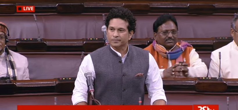 Naidu urged the Congress members to allow Tendulkar to speak as he was to give his maiden speech in the Upper House. "An honorable member, who has been awarded Bharat Ratna, wants to speak on an important issue like sports. Let him speak. All focus should be on Sachinji," Naidu said. Actress Jaya Bachchan, a Samajwadi Party MP, whispered something to Tendulkar. She later told reporters that she told Tendulkar to sit down until the protests subside. But the Congress members continued with their sloganeering. "This does not suit you... nothing is going to happen... You don't have sportsman spirit," Naidu said. Sachin Tendulkar,Sachin Tendulkar in Rajya Sabha,Rajya Sabha,Narendra Modi,2G spectrum case